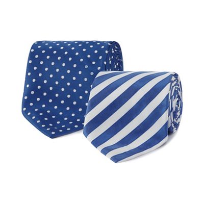 The Collection Pack of two blue spotted and striped ties